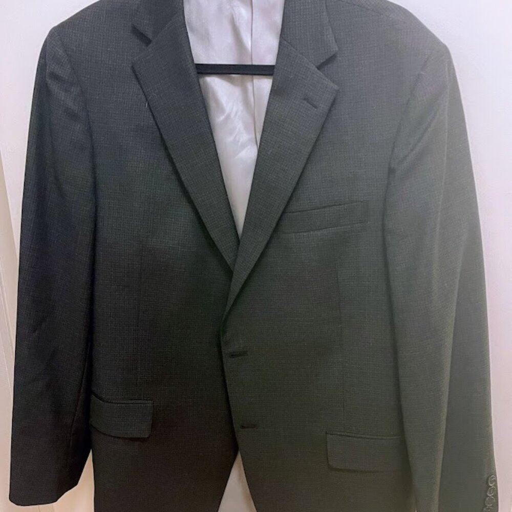 Hart Schaffner Marx Gray Plaid Australian Wool‎ Suit Coat Pants 44R Formal Work